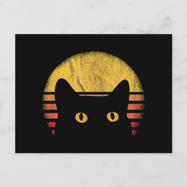 Cat Retro Vintage Holiday Postcard (Front)