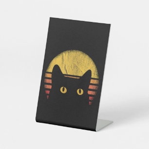 Cat Retro Vintage Pedestal Sign