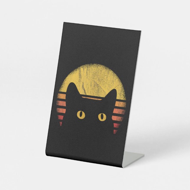 Cat Retro Vintage Pedestal Sign (Front)