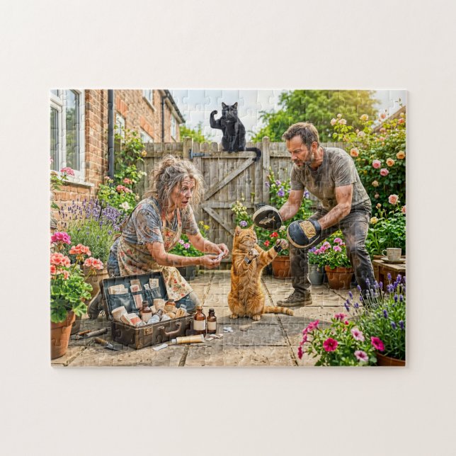Cat Revier Fight Training Chaos Jigsaw Puzzle (Horizontal)