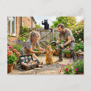 Cat Revier Fight Training Chaos Postcard