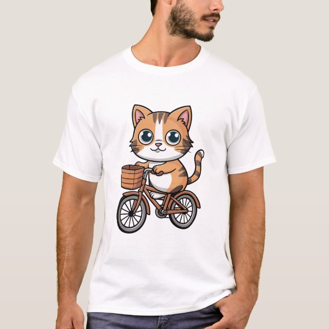 Cat riding a bicycle T-Shirt (Front)