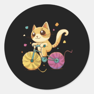 Cat Riding A Bike Classic Round Sticker