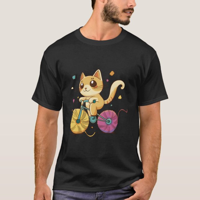 Cat Riding A Bike T-Shirt (Front)