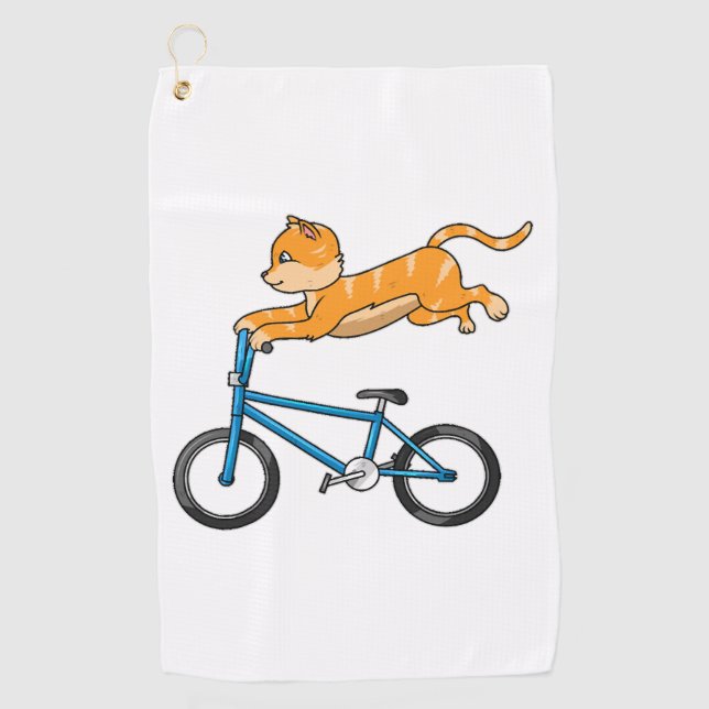 Cat Riding A Bmx Golf Towel (Front)