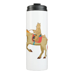 Cat Riding A Horse Brown Funny Cool Gift Idea Thermal Tumbler