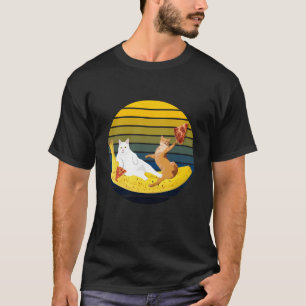 Cat riding banana and holding pizza retro T-Shirt