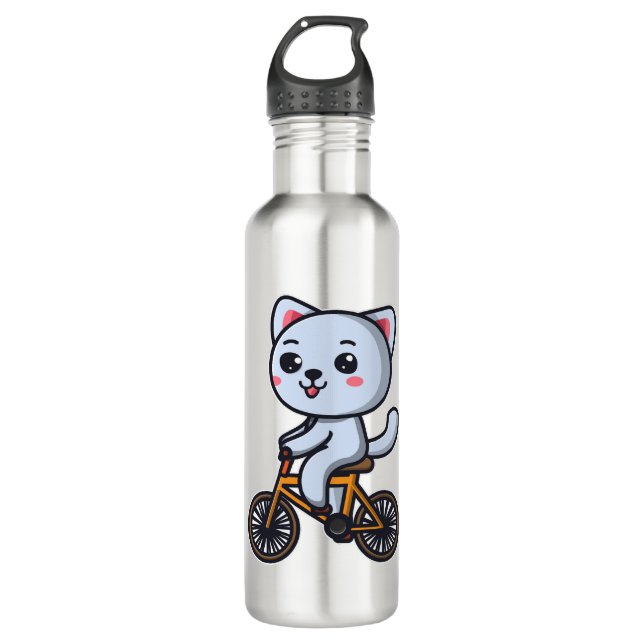 Cat Riding Bicycle Cat design gifts for women 710 Ml Water Bottle (Front)