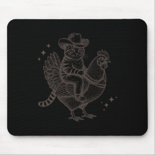 Cat Riding Chicken Funny Cowboy Cat On A Chicken R Mouse Pad