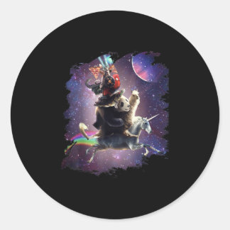 Cat Riding Chicken Turtle Panda Llama Unicorn Classic Round Sticker