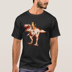 Cat Riding Dinosaur rex Tyrannosaurus Kitten Boys  T-Shirt
