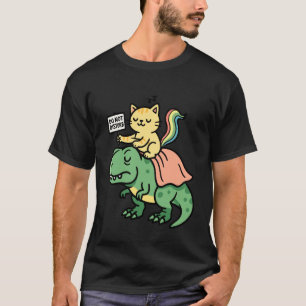 Cat Riding Dinosaur T-Rex Kitten Lover Funny Tyran T-Shirt