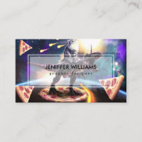 Cat riding dinosaur unicorn in space              