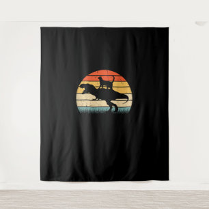 Cat Riding Dinosaur Vintage Retro Funny Graphic An Tapestry