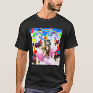 Cat Riding Llama With Sundae And Jelly Beans Premi T-Shirt