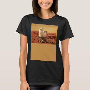 Cat Riding Mars Rover on Foreign Landscape T-Shirt