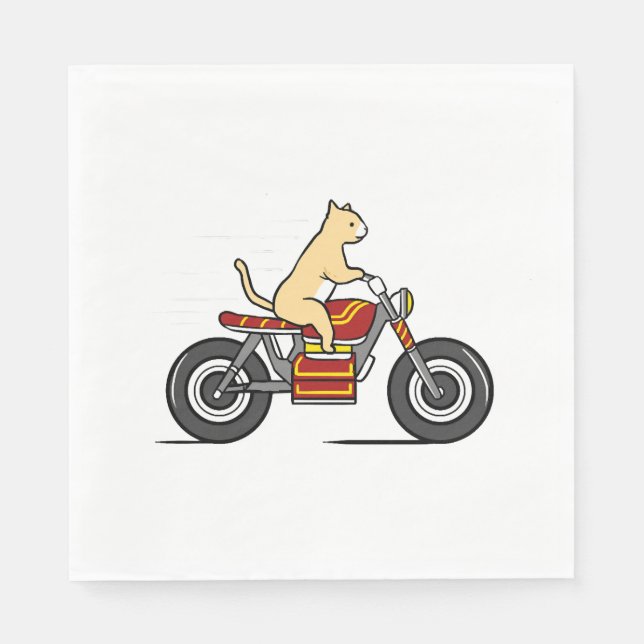 Cat Riding Motorcycle Napkin (Front)