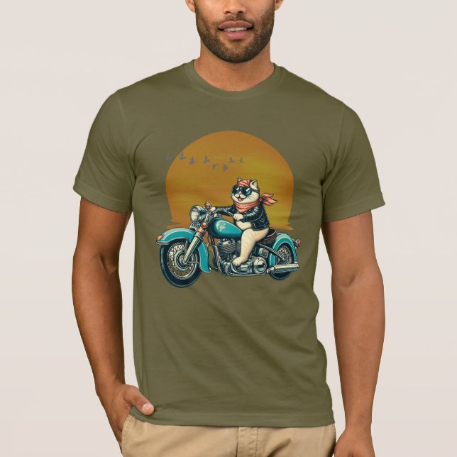 cat riding motorcycle  T-Shirt (Front)