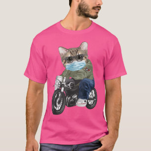 Cat Riding Motorcycle With Mask  T-Shirt
