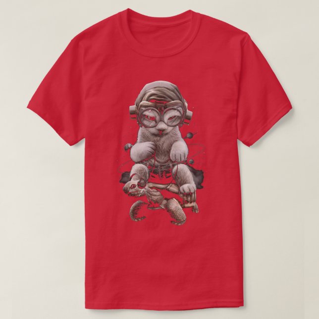 Cat Riding Tortoise  T-Shirt (Design Front)