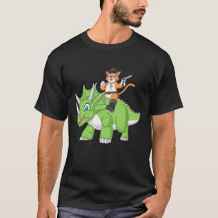 cat riding triceratops T-Shirt