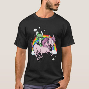 Cat Riding Unicorn Cat Space Kitten Rainbow Kitten T-Shirt