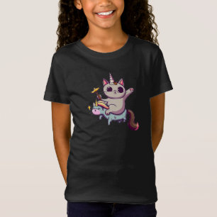 Cat Riding Unicorn With Holding Magic Wand T-Shirt
