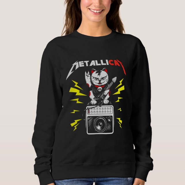 Cat Rock 90s Meow For Music Band Fans Sweatshirt (Front)