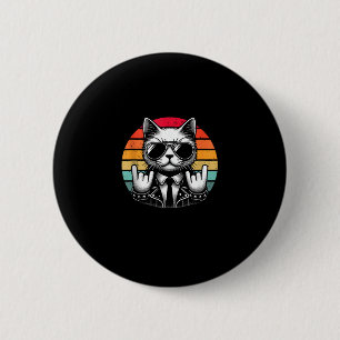 Cat Rock and Roll Music for Men Women Kids Retro C 6 Cm Round Badge
