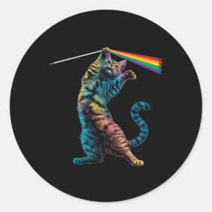 Cat Rock Music Concert Band Rock Cat Classic Round Sticker