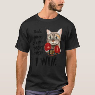 Cat Rock Paper Scissors Throat Punch I Win T-Shirt