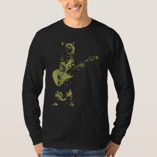 Cat Rocker Funny Kitty Cat Playing Guitar Musician T-Shirt