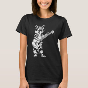 Cat Rocker Funny Kitty Plays Guitar Rockstar Cats T-Shirt