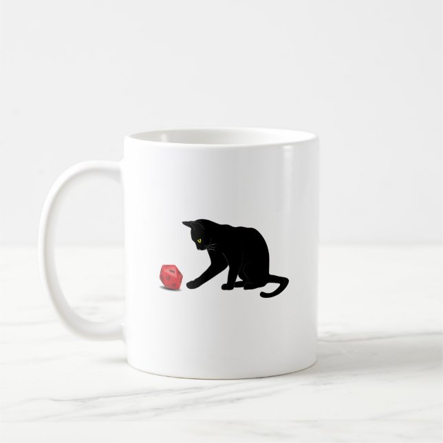Cat Rolling Dice RPG Role Playing Games Coffee Mug (Left)