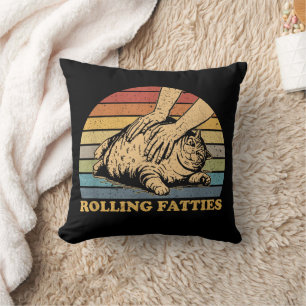 Cat Rolling Fatties Funny Cushion
