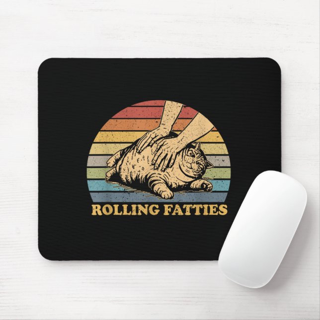 Cat Rolling Fatties Funny Mouse Pad (With Mouse)