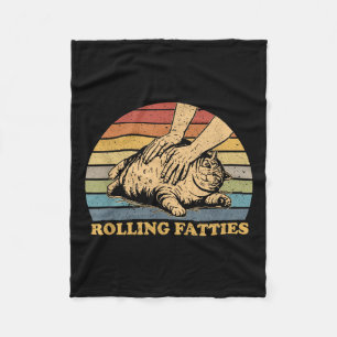 Cat Rolling Fatties Funny Uni-adults And Kids Blac Fleece Blanket