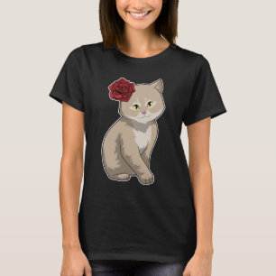 Cat Rose Flower T-Shirt