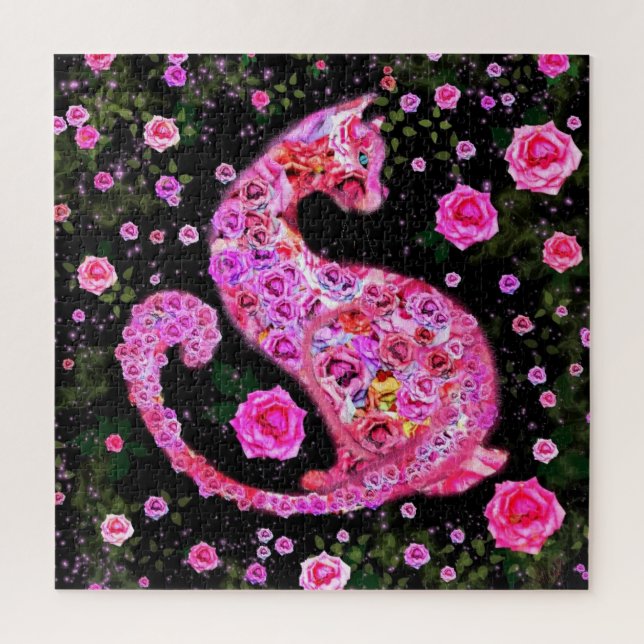 Cat Roses - Art Drawing Collection Jigsaw Puzzle (Vertical)