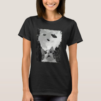 Cat Running From Aliens Spaceships Cat Alien invas T-Shirt