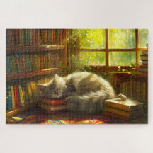 Cat’s Cosy Library Siesta Gift for Cat Lover
