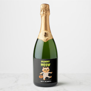 cat`s halloween sparkling wine label