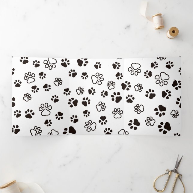 Cat’s Paws Repeated Pattern Tri-Fold Card (Inside)