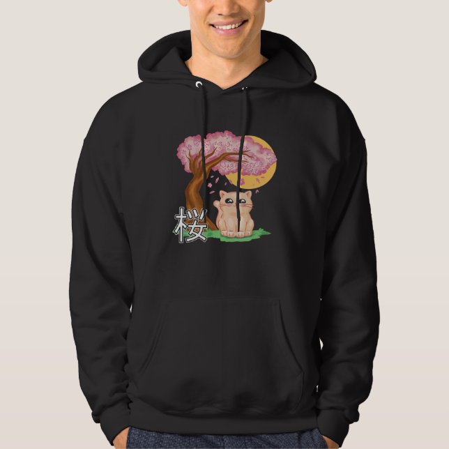Cat Sakura Japanese Hoodie (Front)