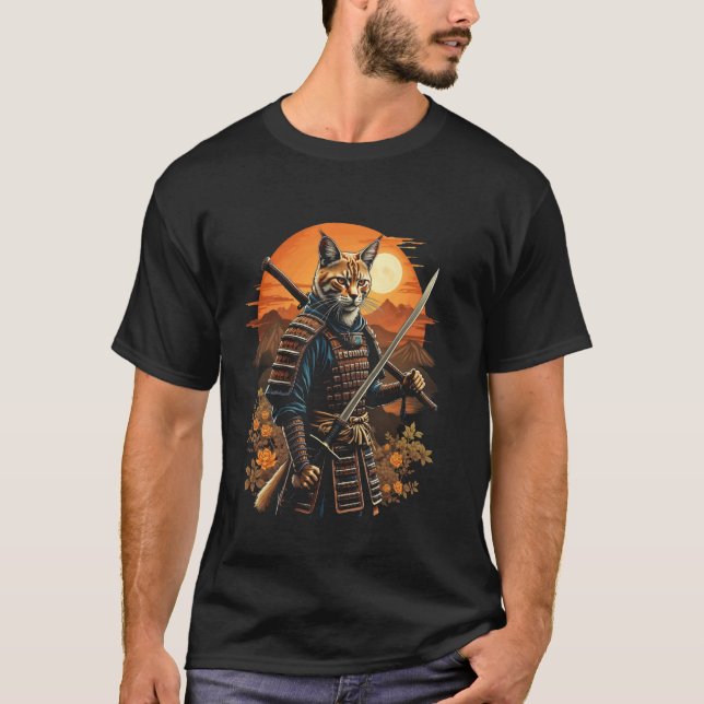 Cat Samurai Art T-Shirt (Front)
