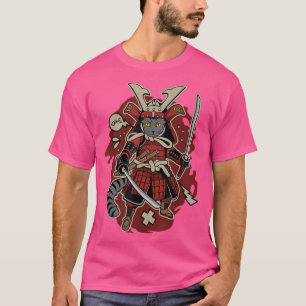 Cat Samurai Graphic Kawaii Japan Kitten Animal Fun T-Shirt