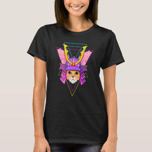 Cat Samurai Japanese Vaporwave Aesthetic T-Shirt