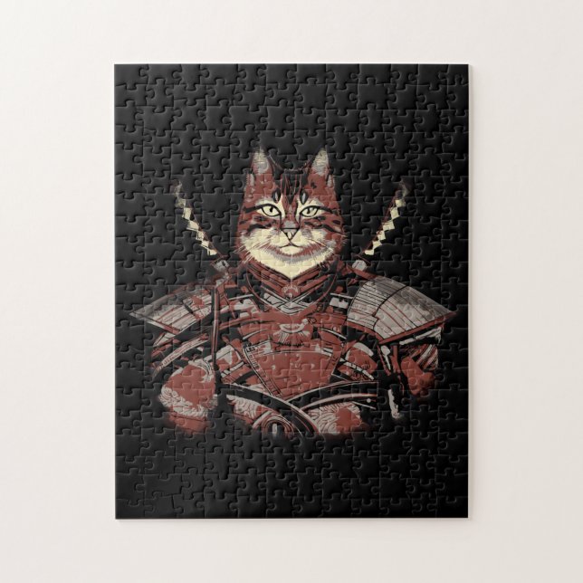 Cat Samurai Warrior Japanese Jigsaw Puzzle (Vertical)