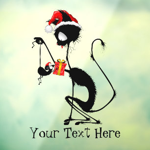 Cat Santa and Mouse with Christmas Gift