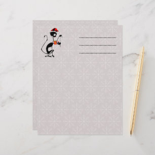 Cat Santa and Mouse with Christmas Gift Custom Letterhead
